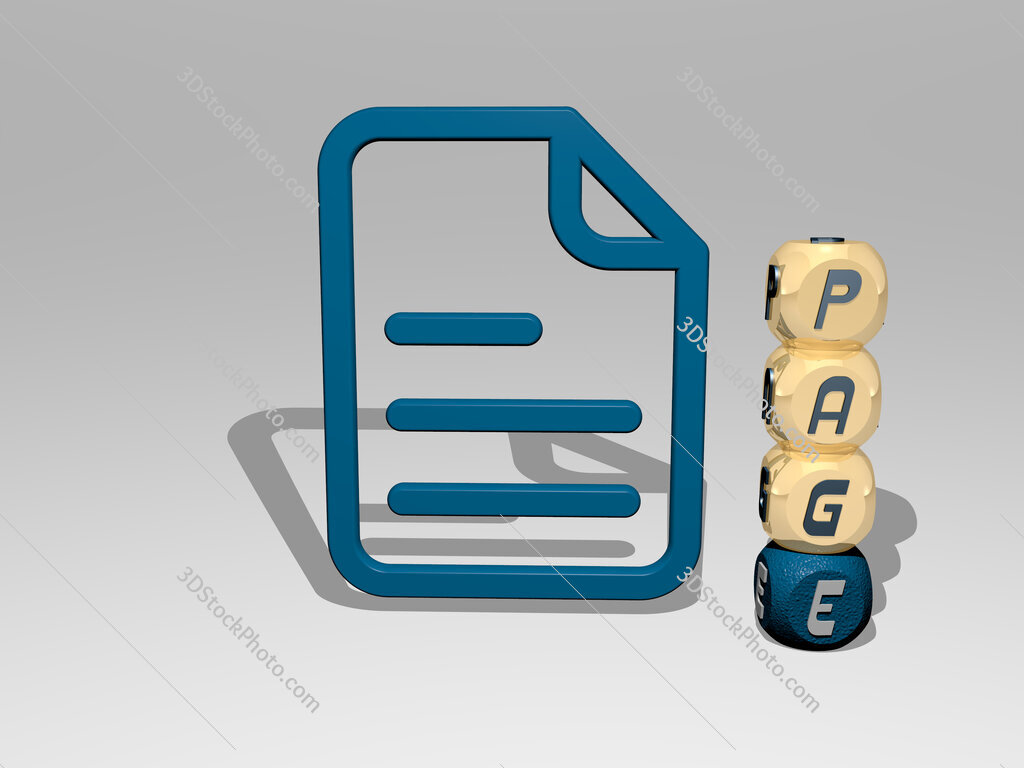 page 3D icon beside the vertical text of individual letters