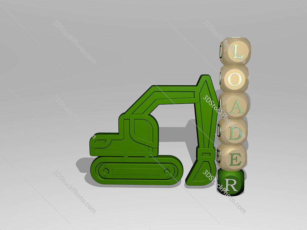 loader 3D icon beside the vertical text of individual letters