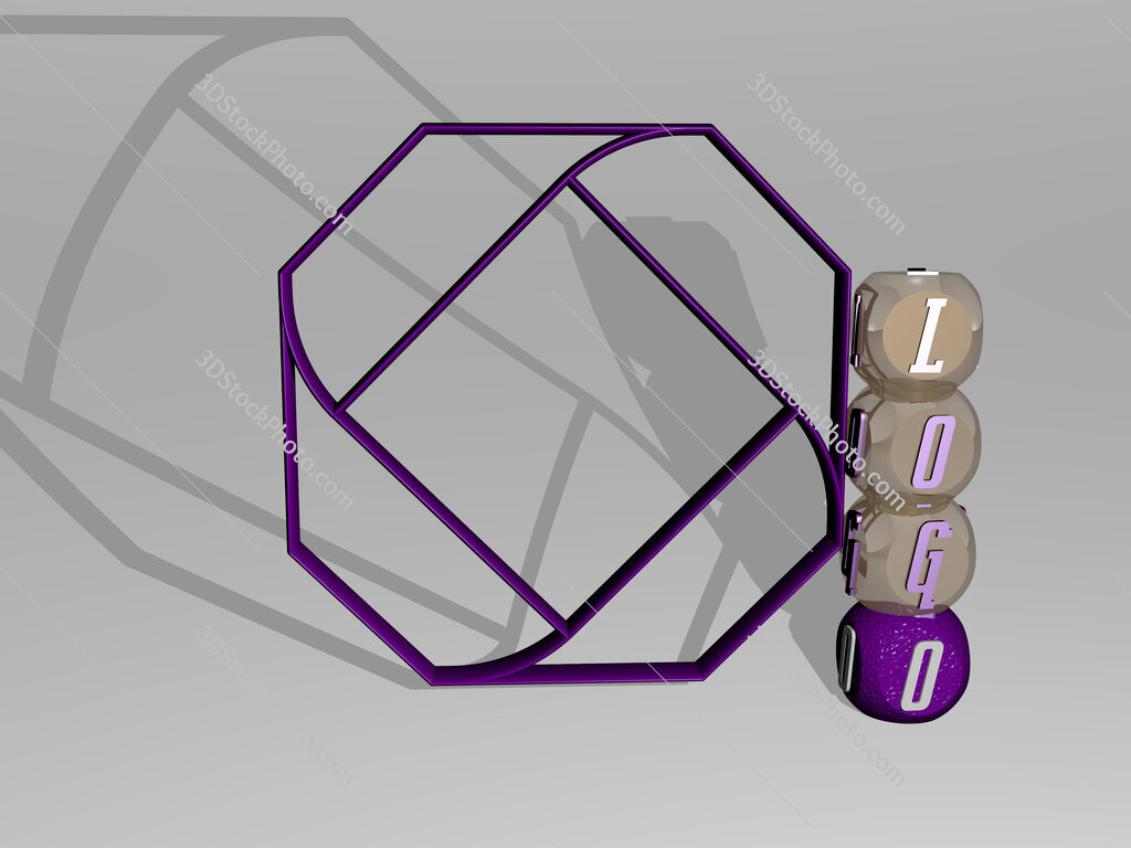 logo 3D icon beside the vertical text of individual letters