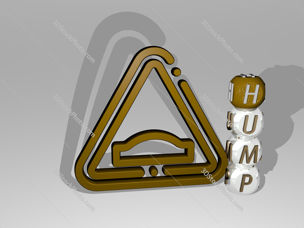 hump 3D icon beside the vertical text of individual letters