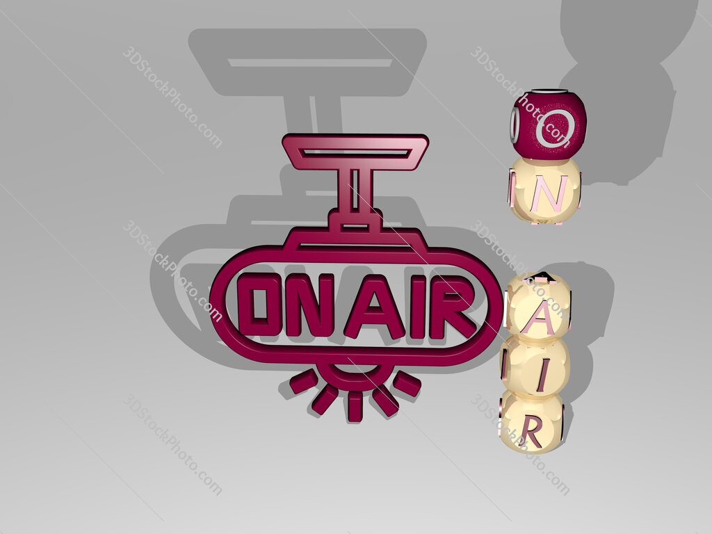 on-air 3D icon beside the vertical text of individual letters