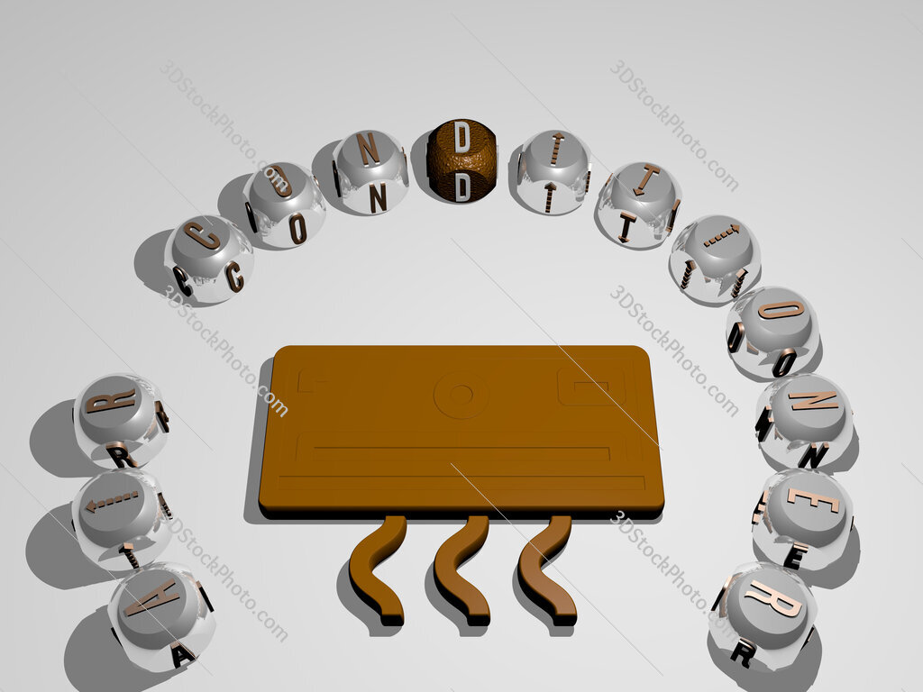 air-conditioner 3D icon surrounded by the text of cubic letters