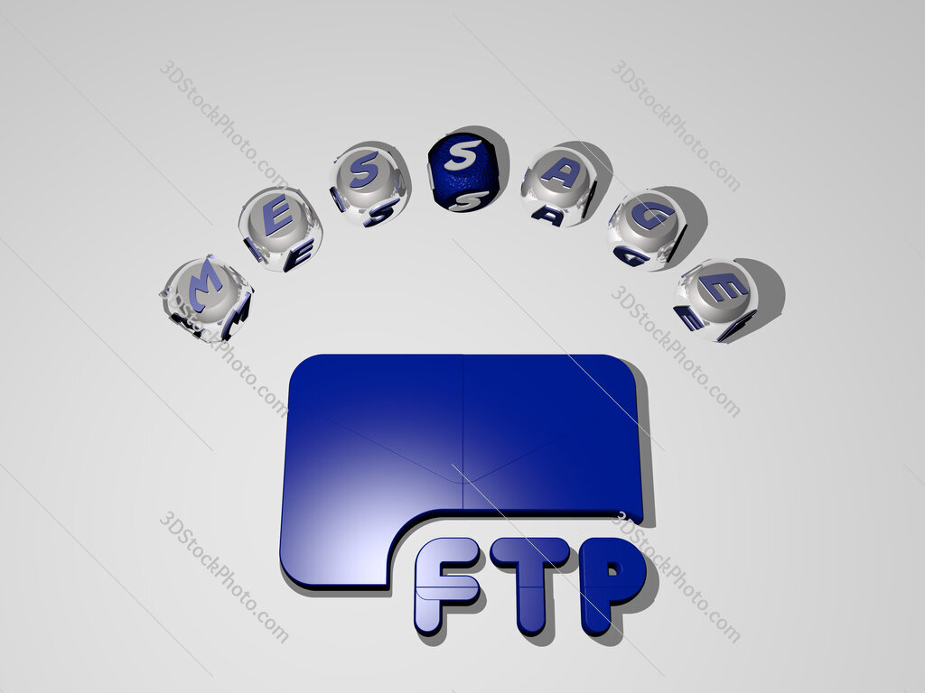 message 3D icon surrounded by the text of cubic letters