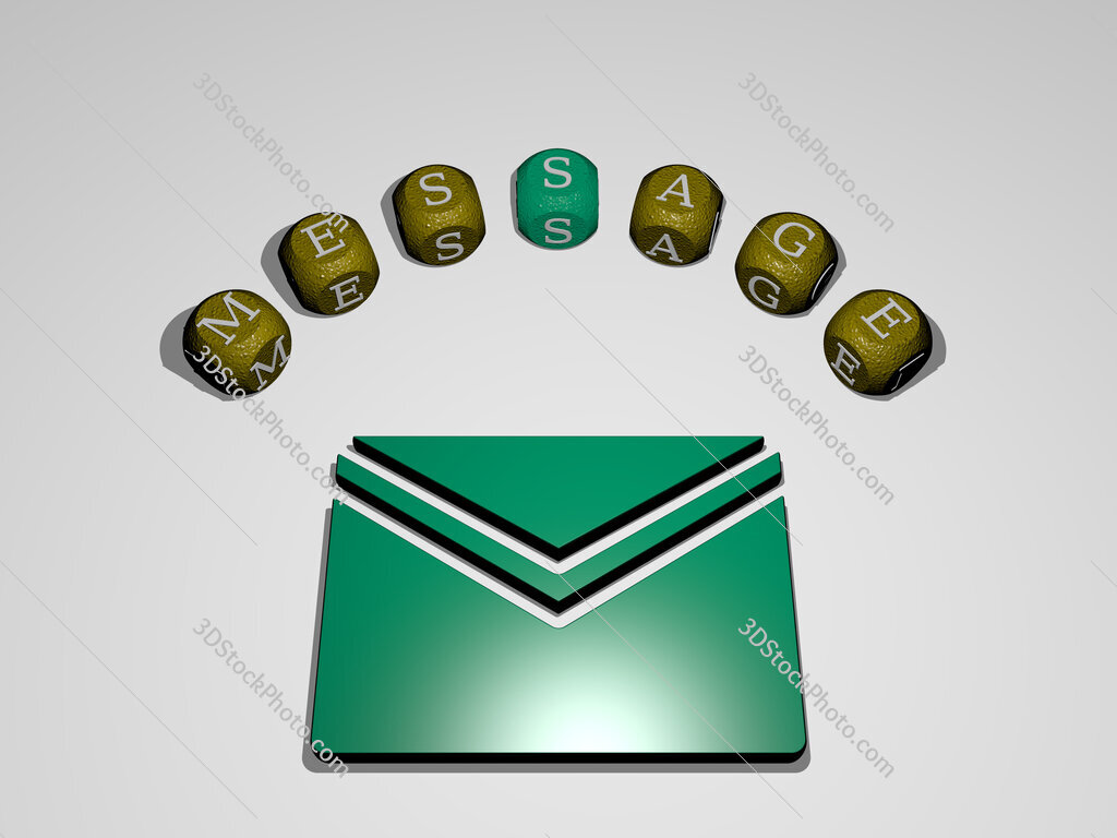 message icon surrounded by the text of individual letters