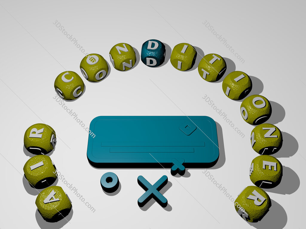 air-conditioner icon surrounded by the text of individual letters