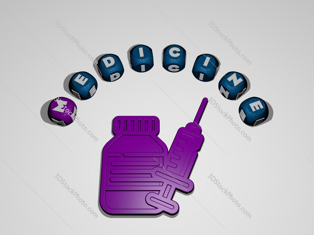 medicine icon surrounded by the text of individual letters
