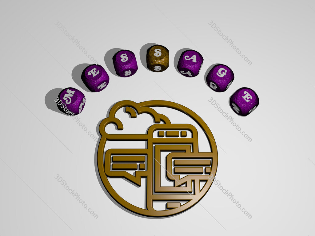 message icon surrounded by the text of individual letters