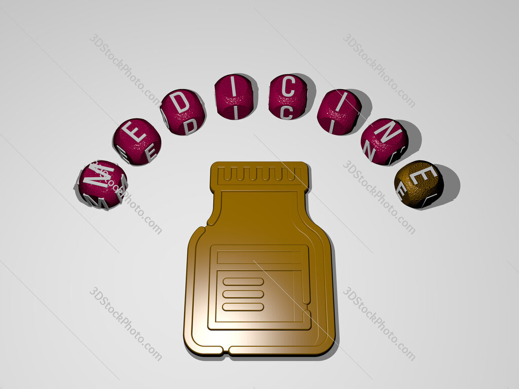 medicine icon surrounded by the text of individual letters
