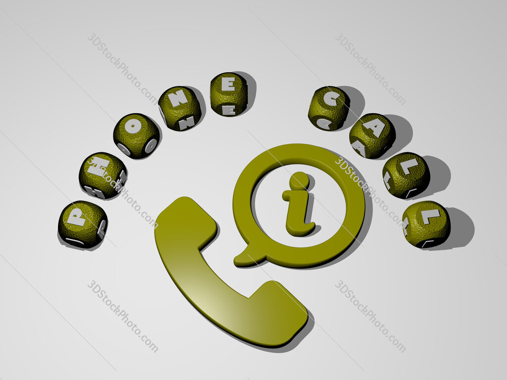 phone-call icon surrounded by the text of individual letters