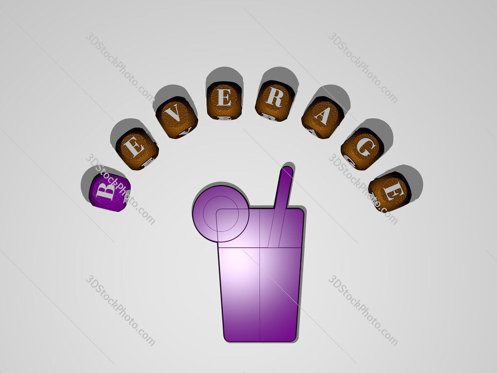 beverage icon surrounded by the text of individual letters