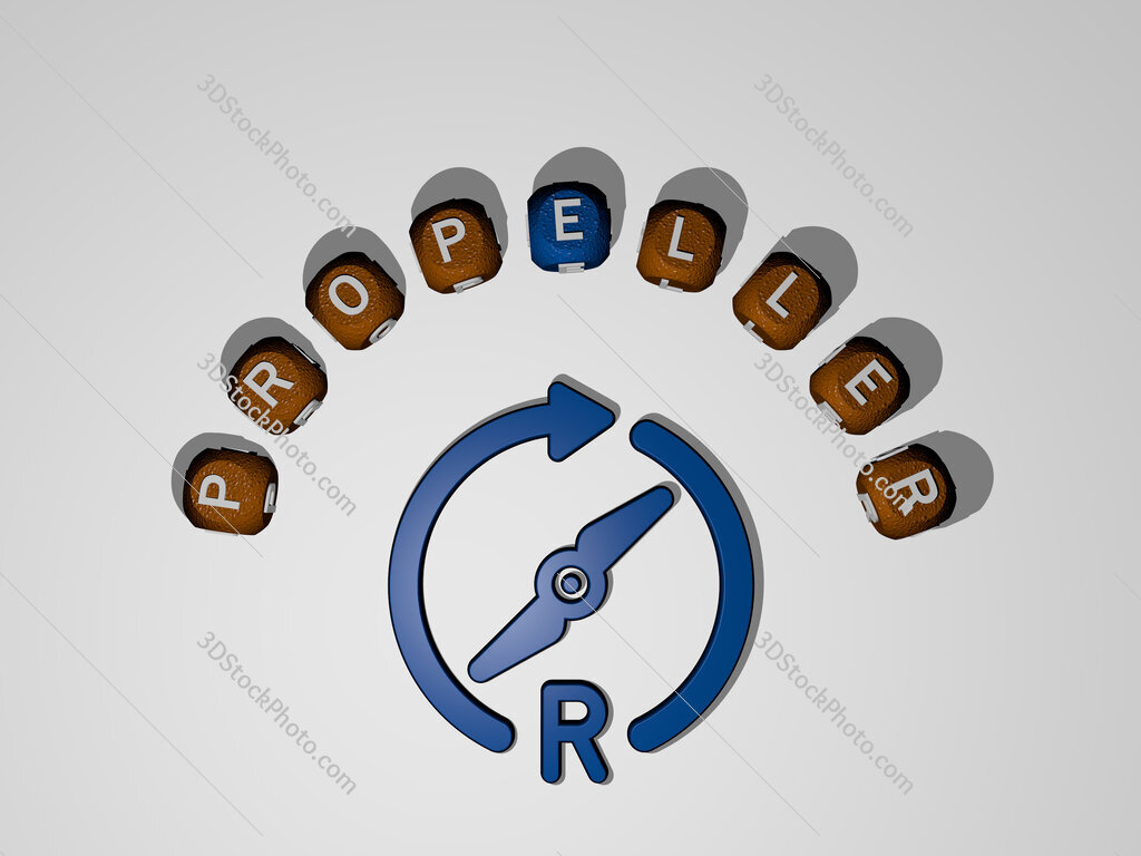 propeller icon surrounded by the text of individual letters
