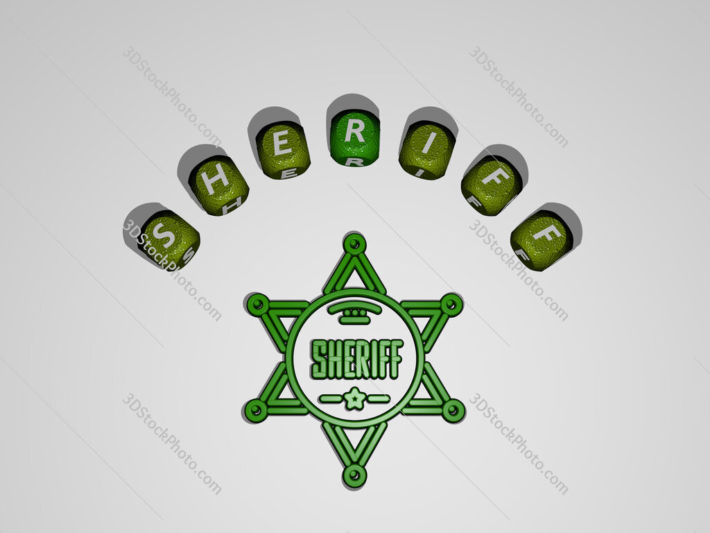 sheriff icon surrounded by the text of individual letters