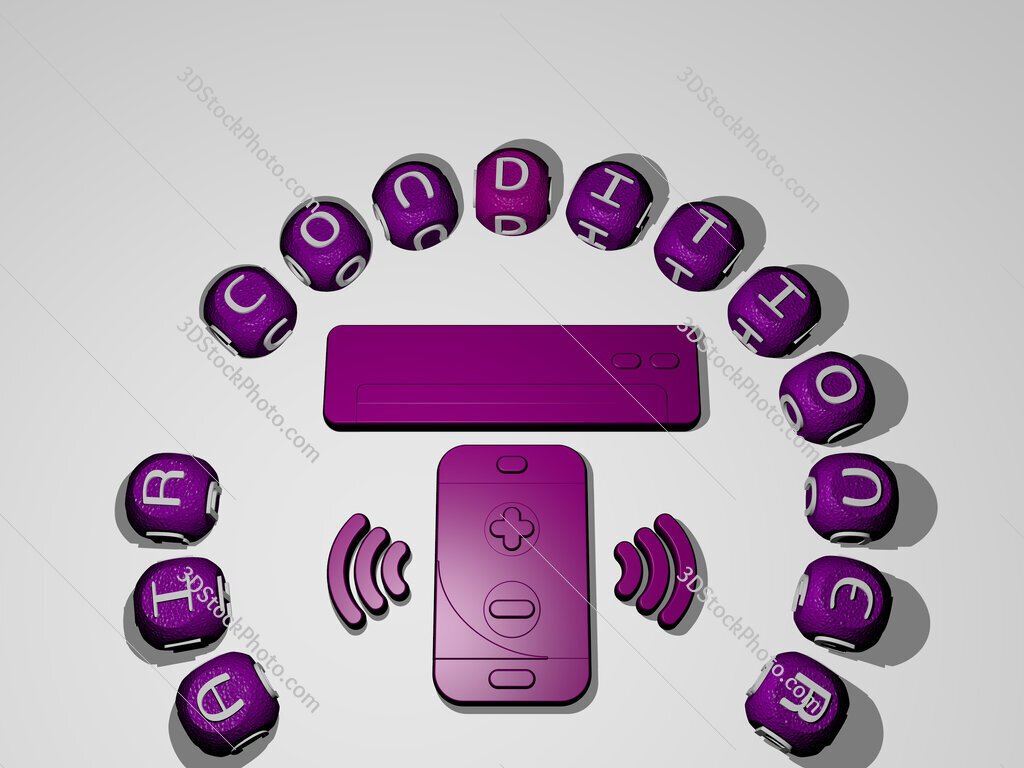 air-conditioner icon surrounded by the text of individual letters