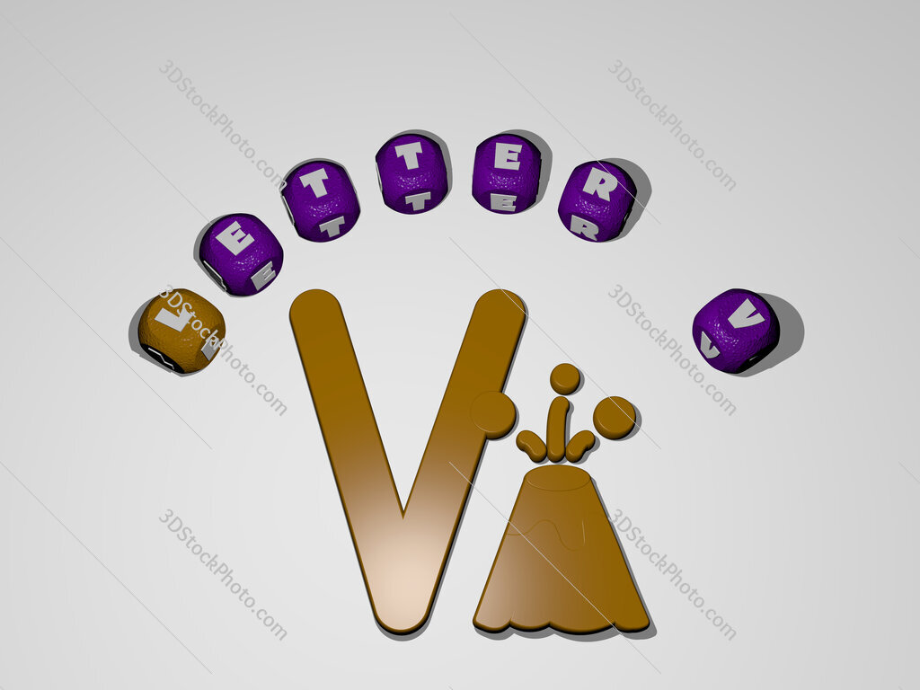 letter-v icon surrounded by the text of individual letters