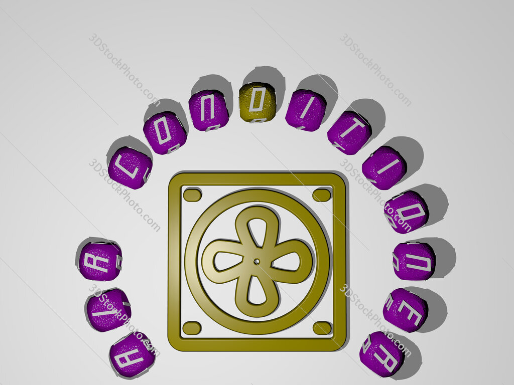 air-conditioner icon surrounded by the text of individual letters