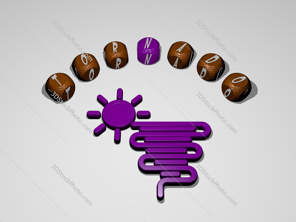 tornado icon surrounded by the text of individual letters