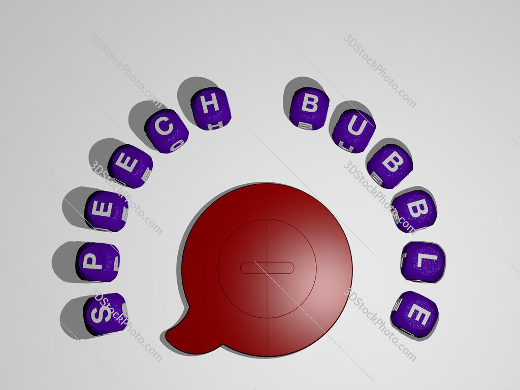 speech-bubble icon surrounded by the text of individual letters