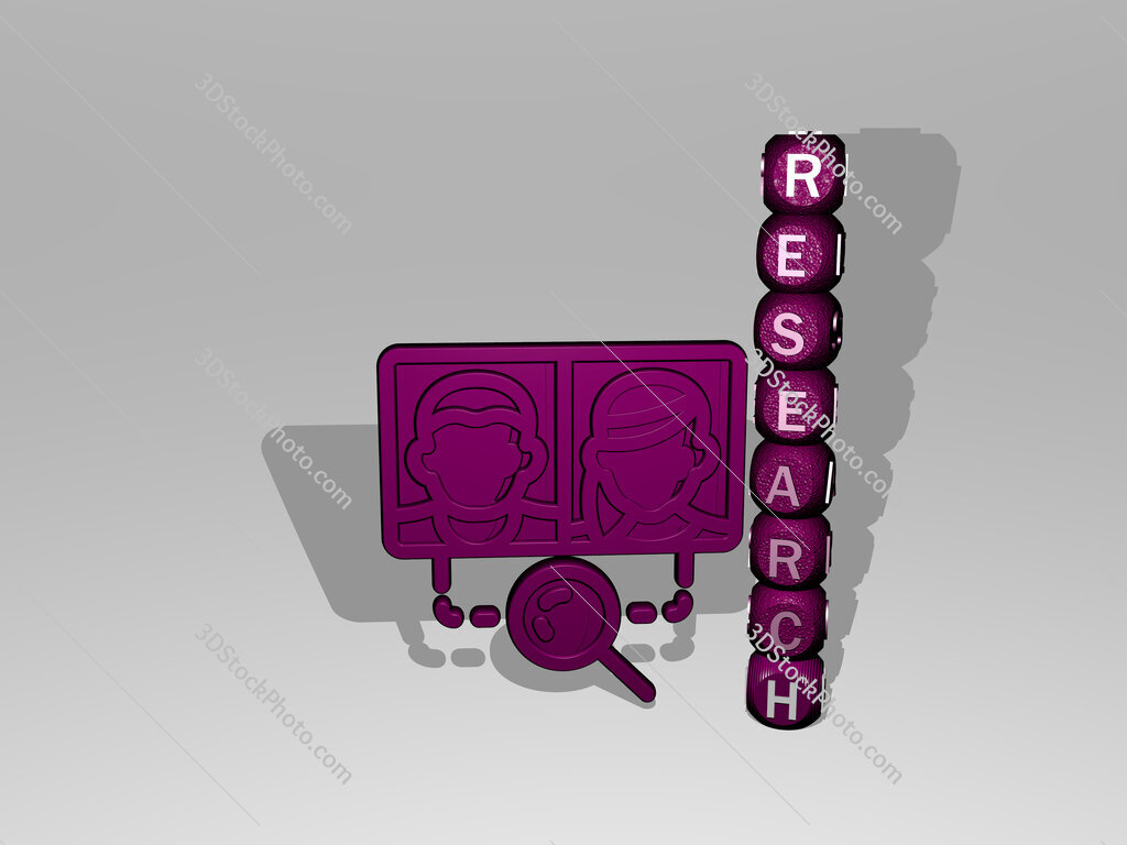 research text beside the 3D icon