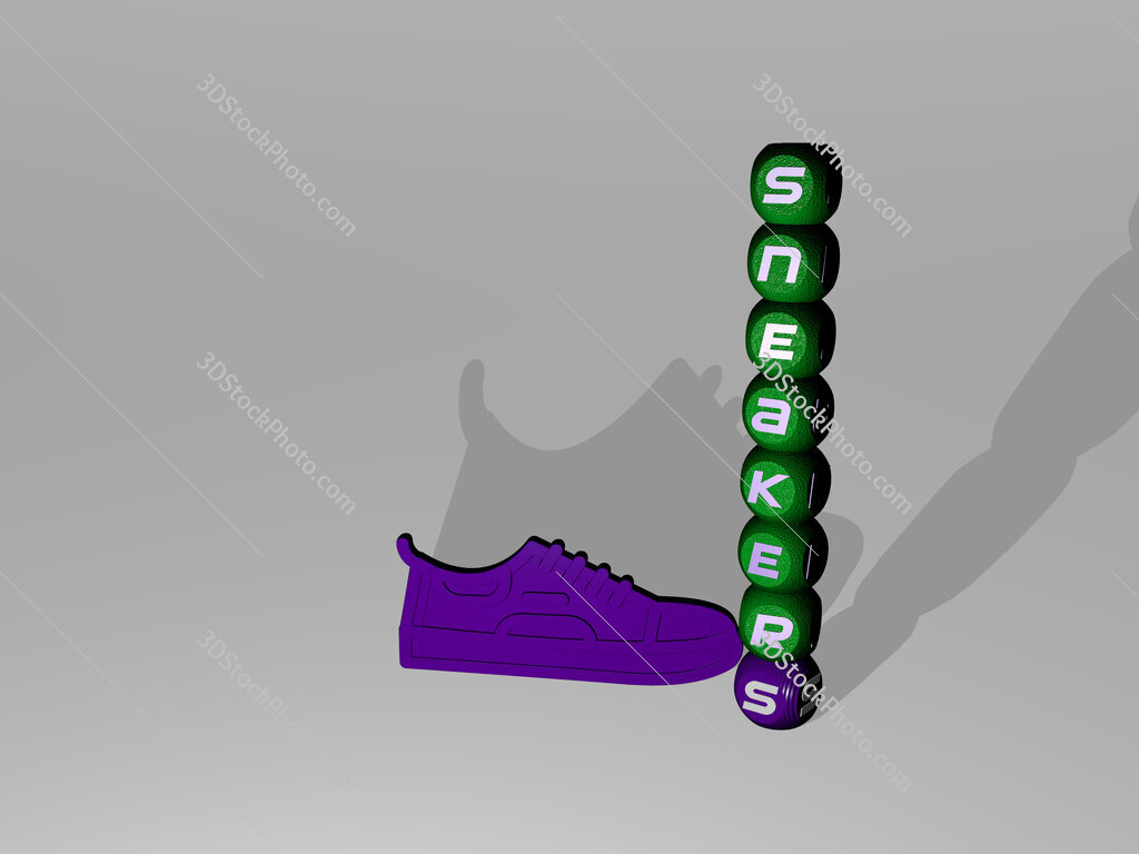 sneakers text beside the 3D icon