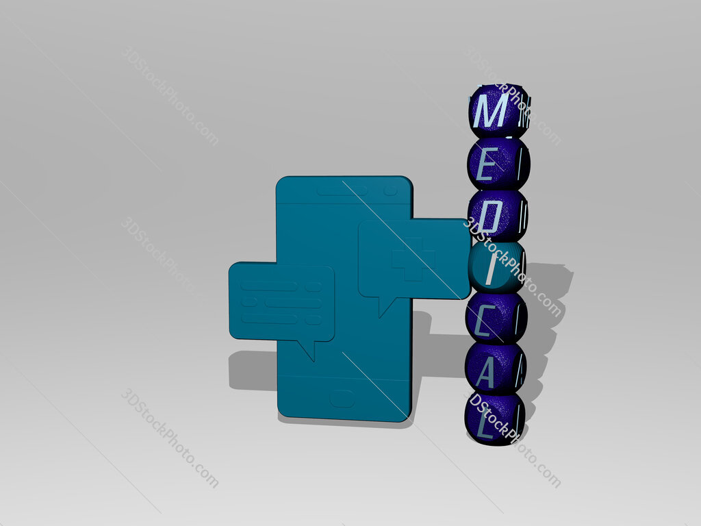 medical text beside the 3D icon