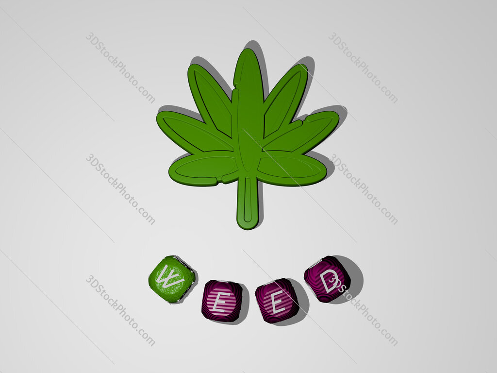 weed text around the 3D icon