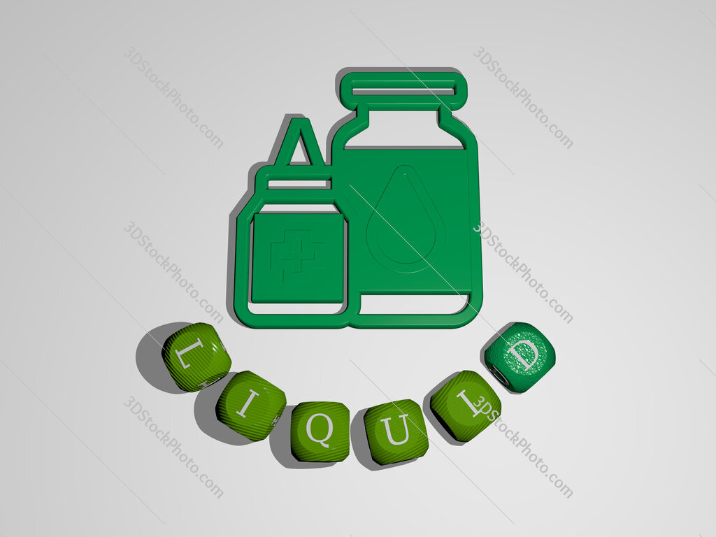 liquid text around the 3D icon