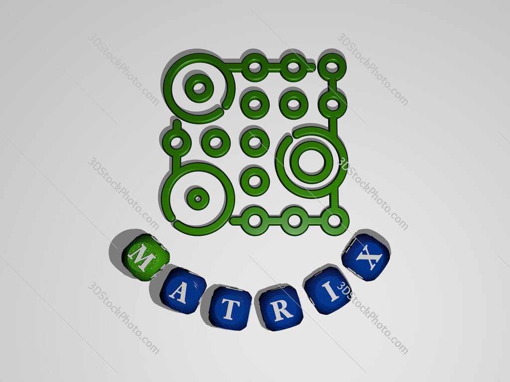 matrix text around the 3D icon