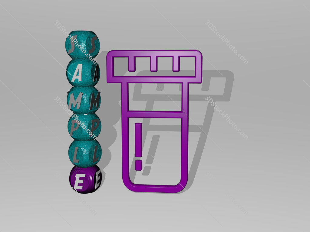 sample 3D icon and dice letter text