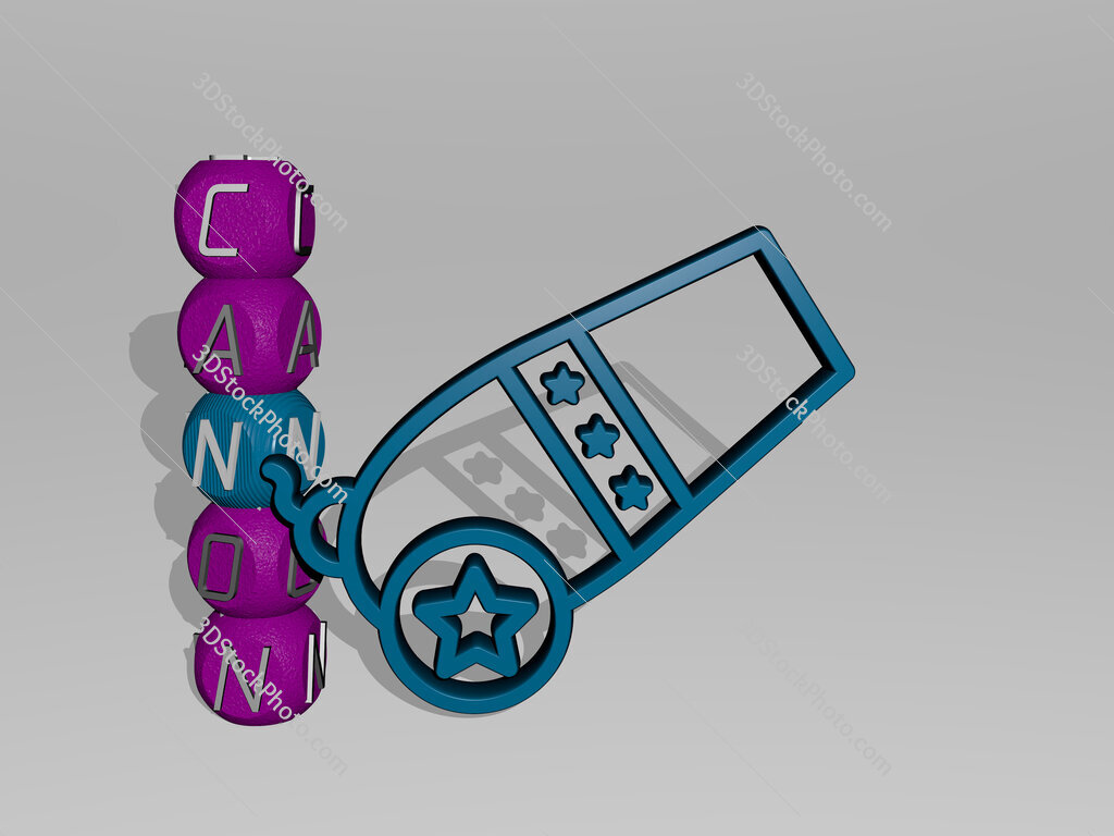 canon 3D icon and dice letter text