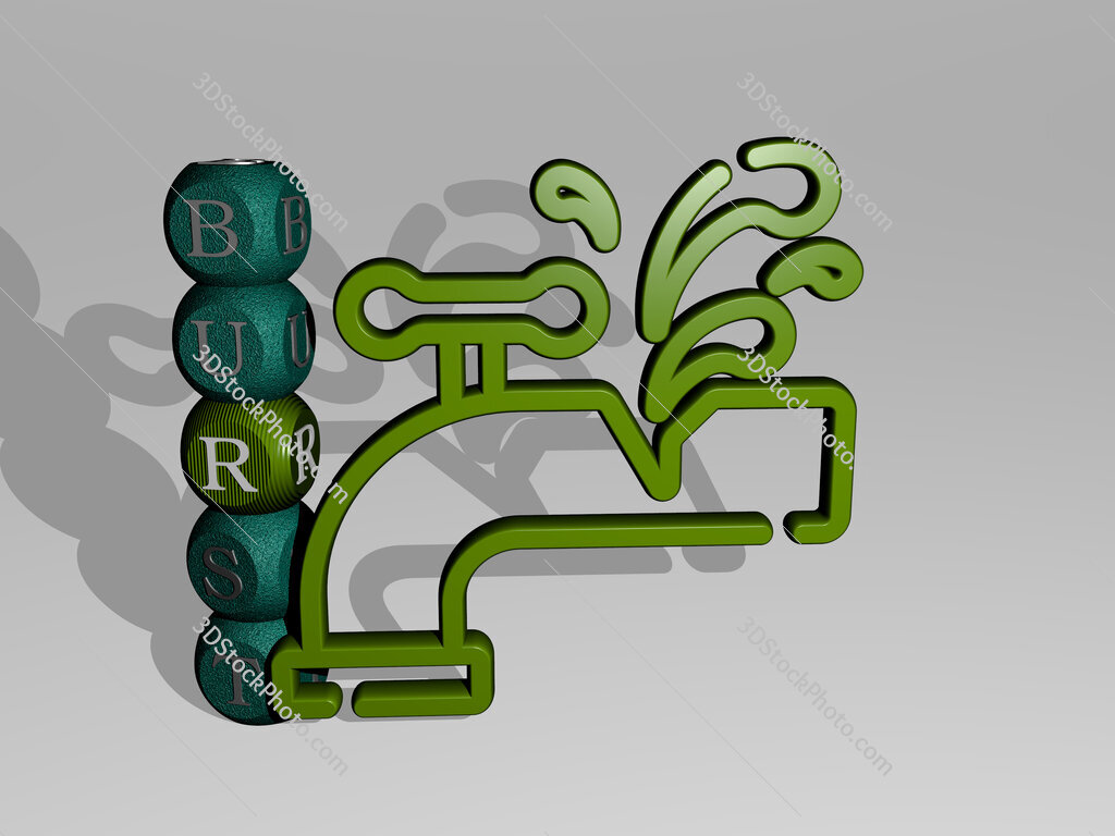 burst 3D icon and dice letter text