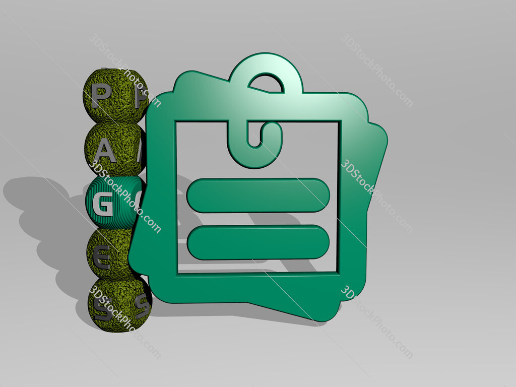 pages 3D icon and dice letter text