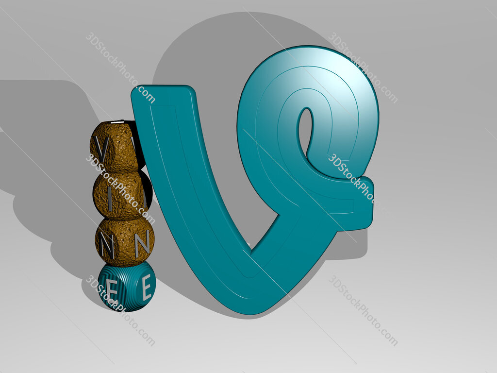 vine 3D icon and dice letter text