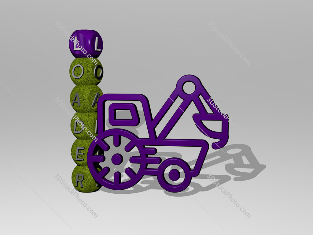 loader 3D icon and dice letter text