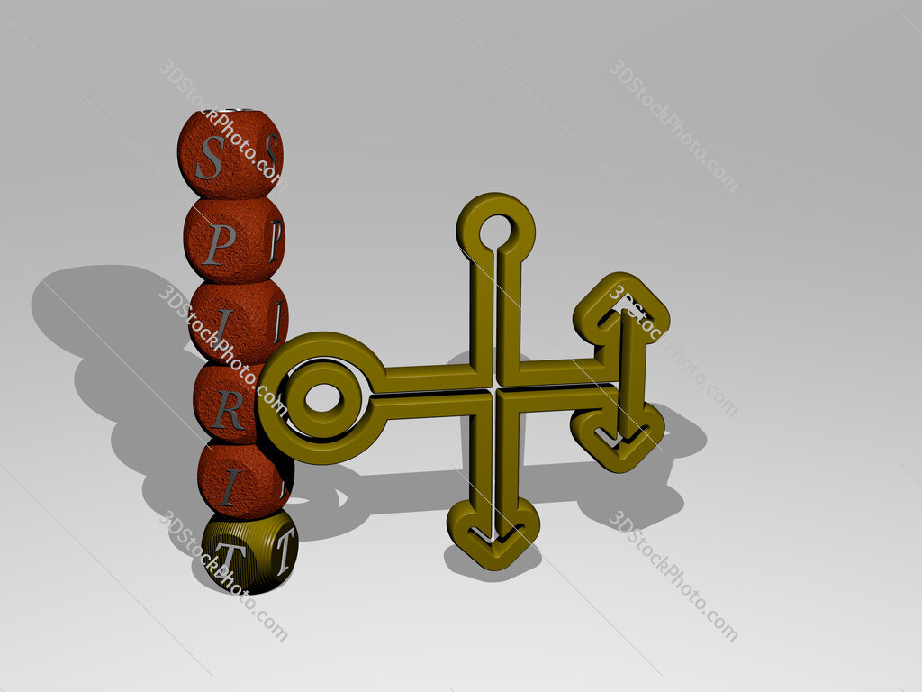 spirit 3D icon and dice letter text