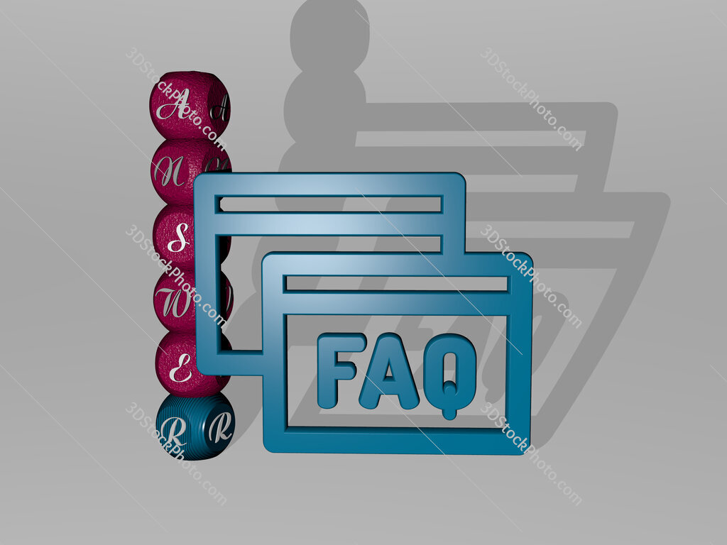 answer 3D icon and dice letter text