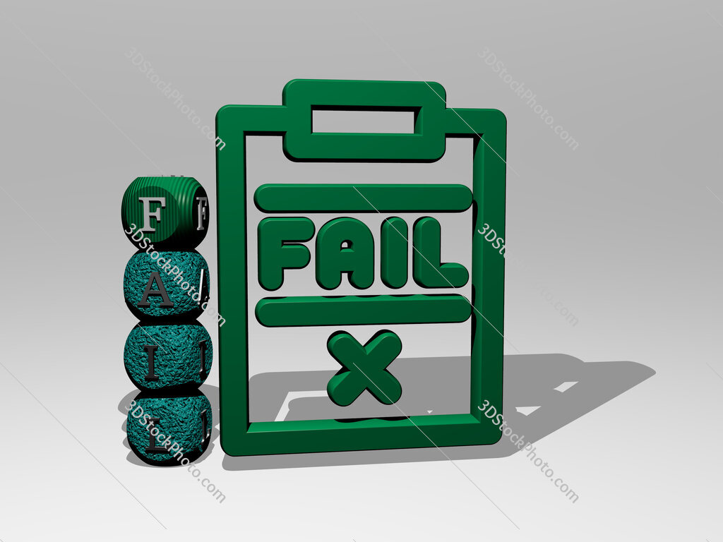 fail 3D icon and dice letter text
