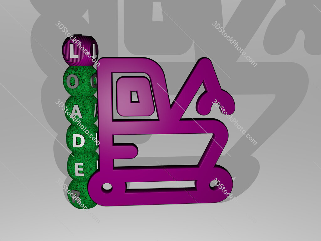 loader 3D icon and dice letter text