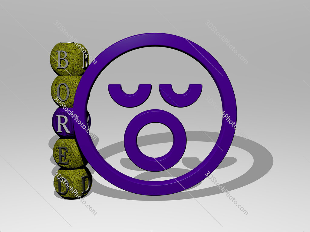 bored 3D icon and dice letter text