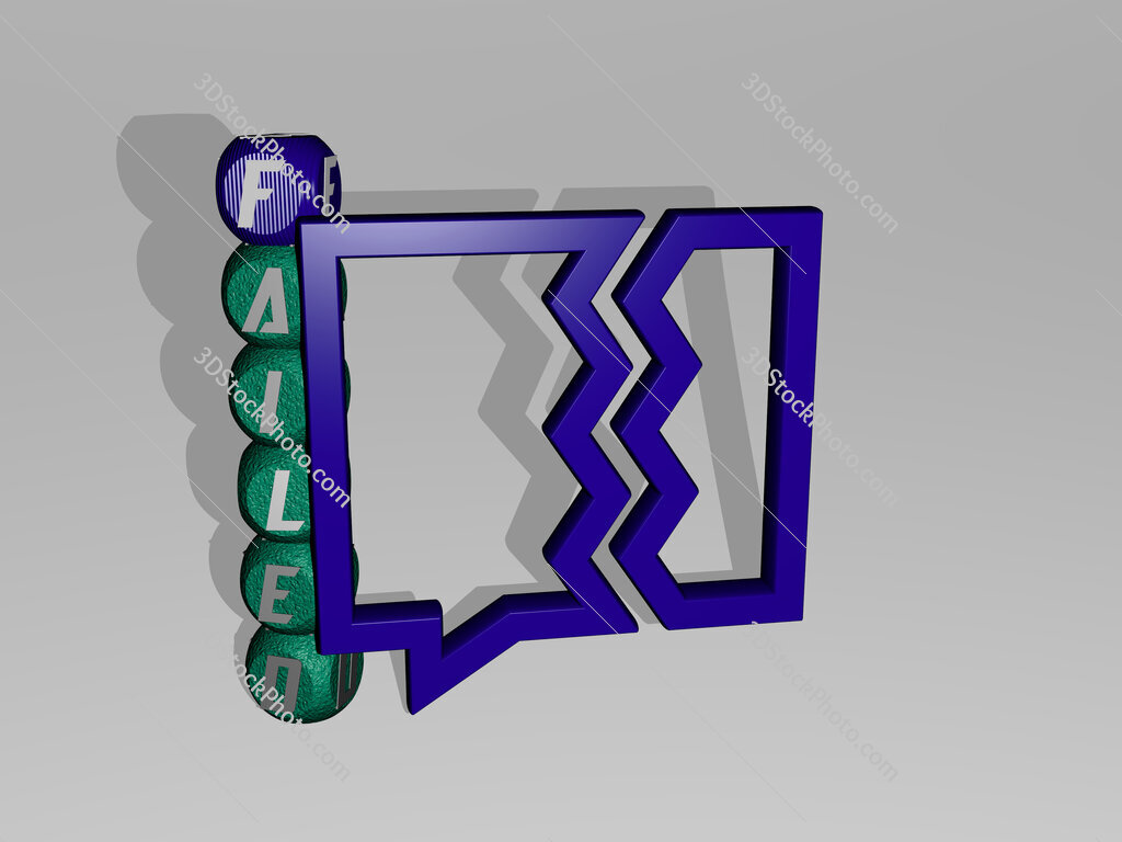failed 3D icon and dice letter text