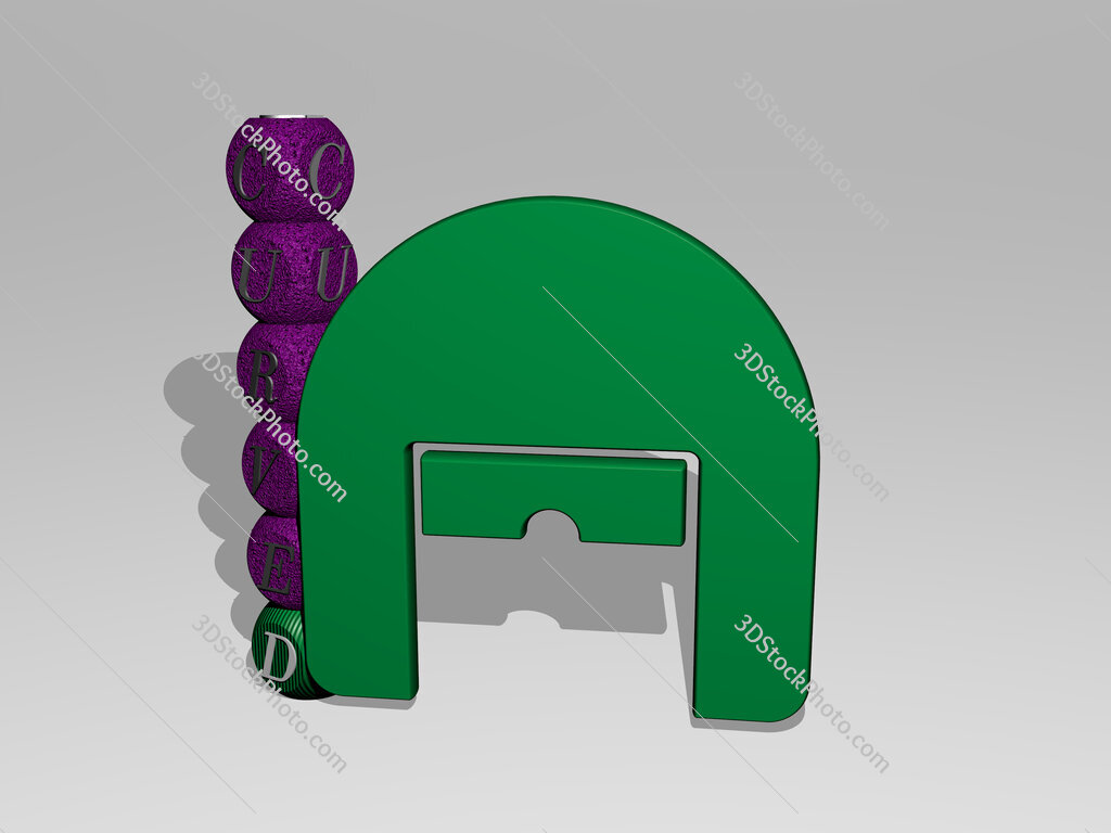 curved 3D icon and dice letter text