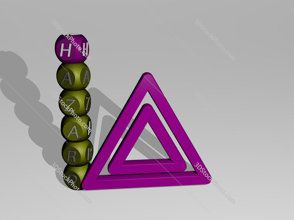 hazard 3D icon and dice letter text