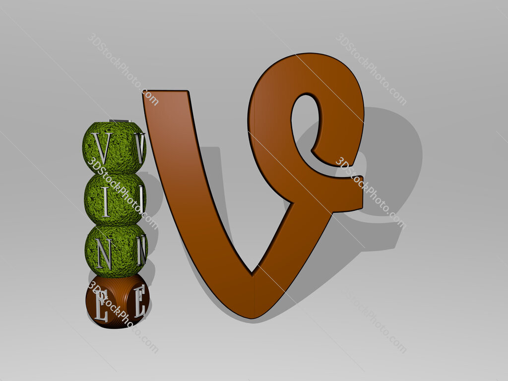 vine 3D icon and dice letter text