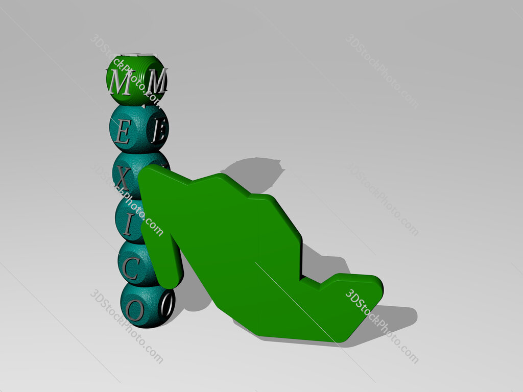 mexico 3D icon and dice letter text