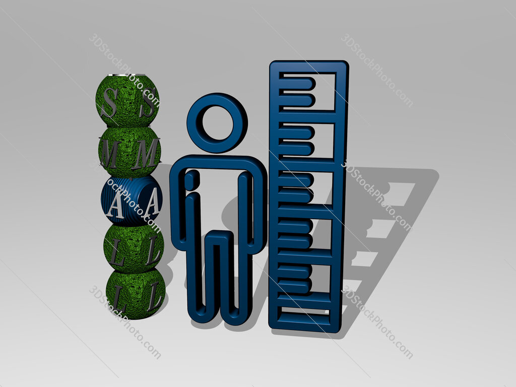small 3D icon and dice letter text
