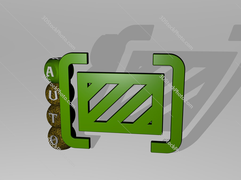 auto 3D icon and dice letter text