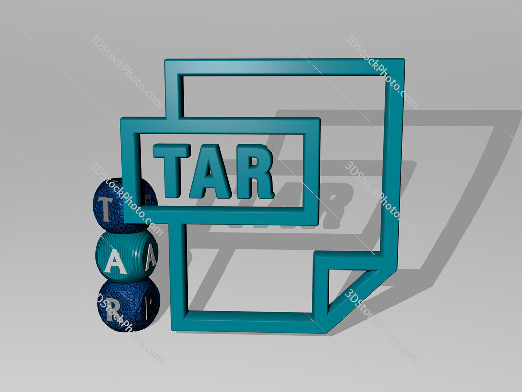 tar 3D icon and dice letter text