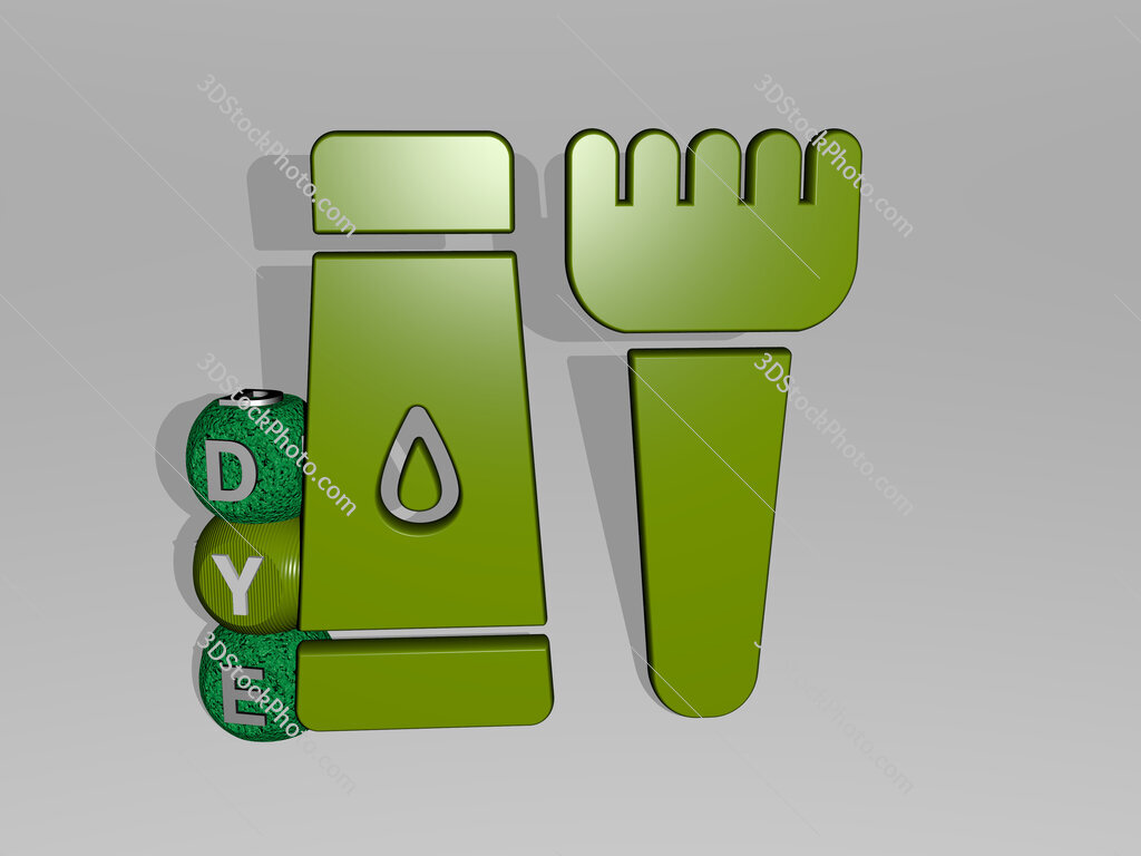 dye 3D icon and dice letter text