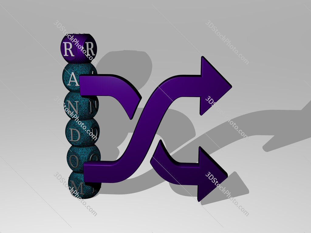 random 3D icon and dice letter text