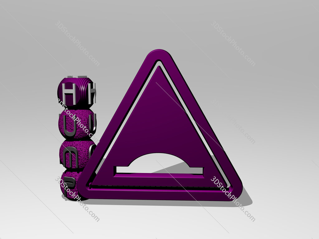 hump 3D icon and dice letter text