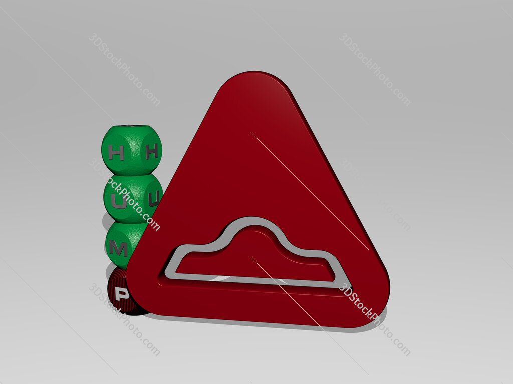 hump 3D icon and dice letter text